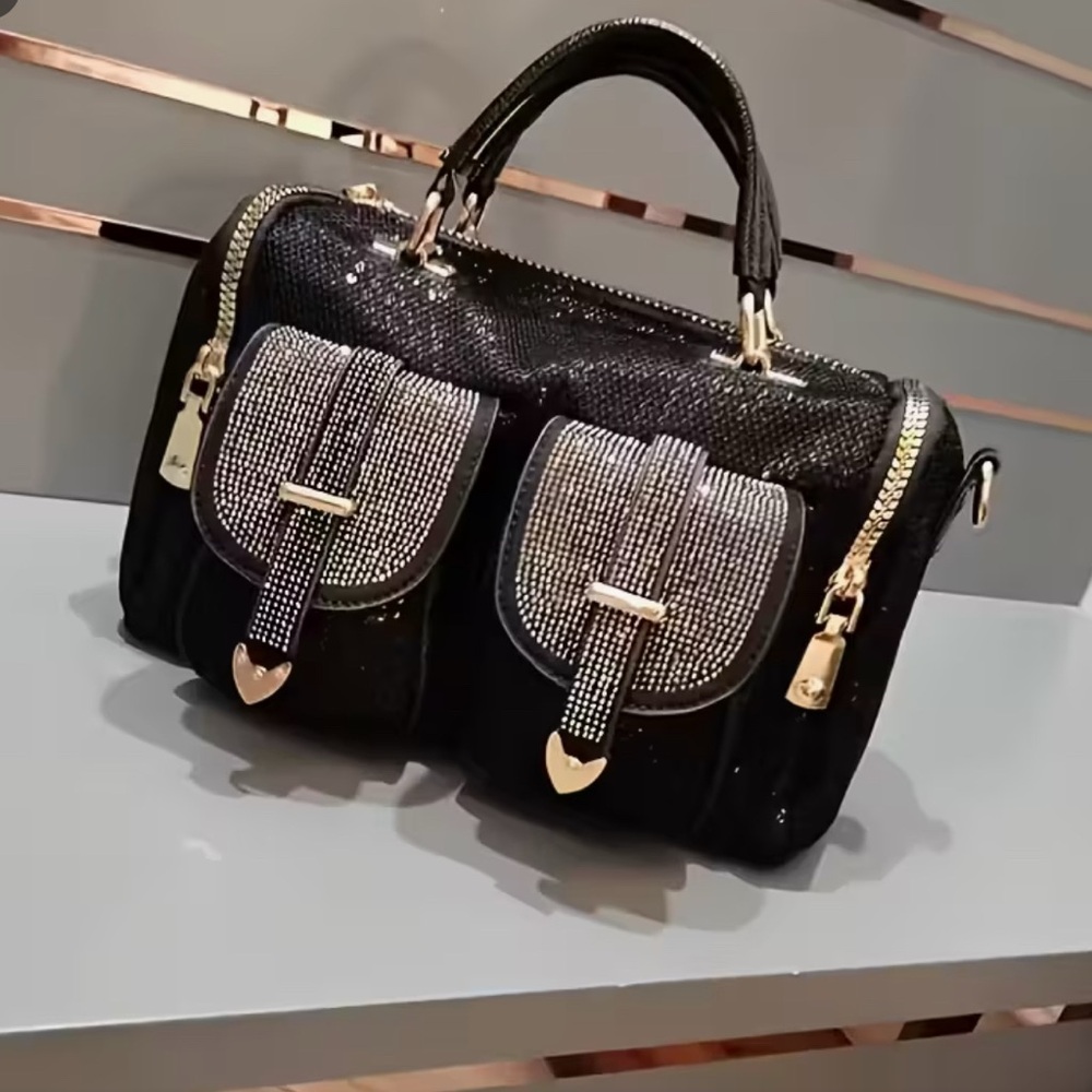 Black and Silver Rhinestone Handbag